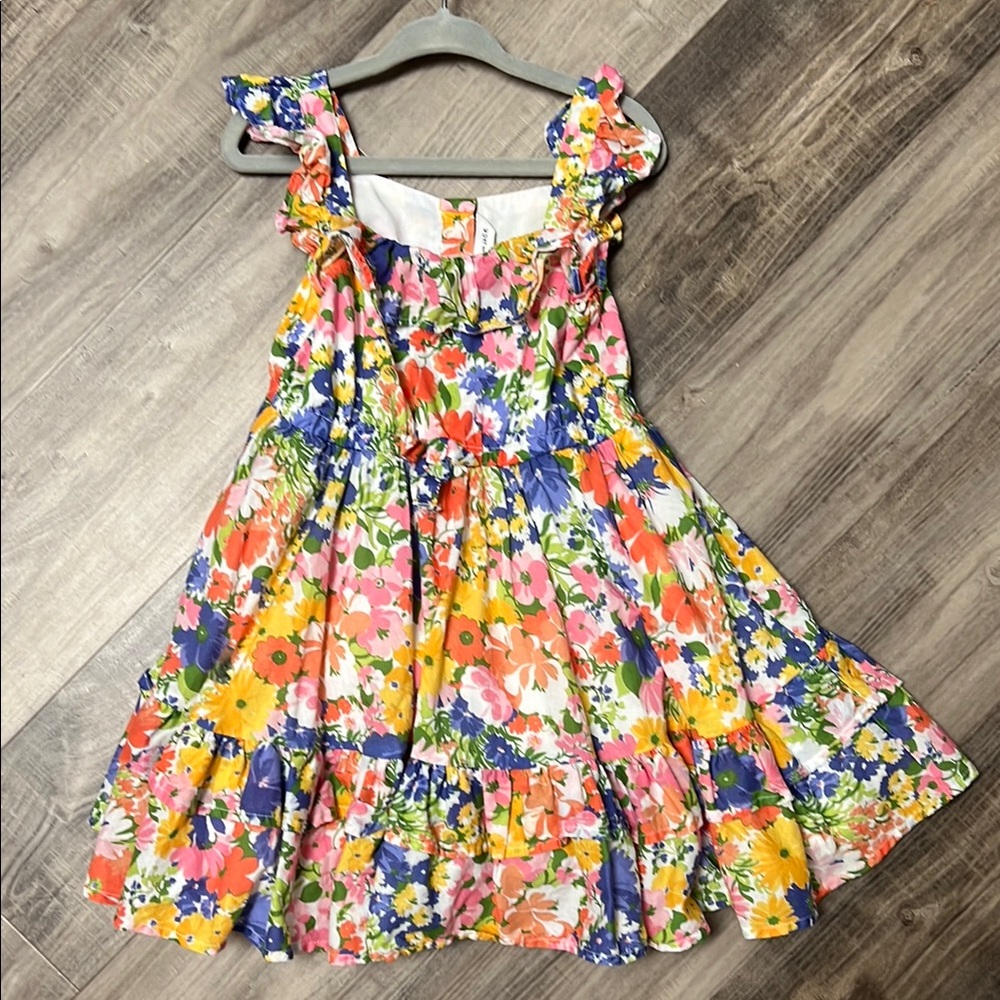 Janie and Jack Yellow Blue Square Neck Sundress Casual